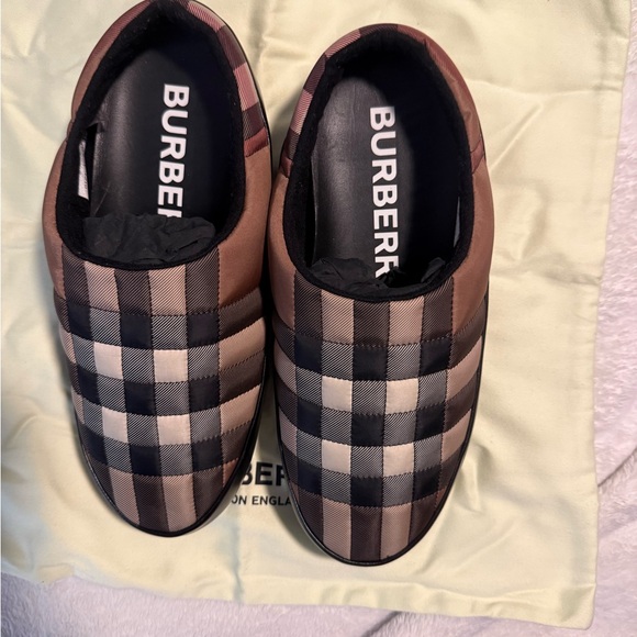 Burberry Men's Checkered Slip-Ons - Brown and Black - Picture 2 of 6
